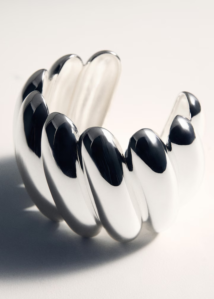 Silver Sculptural Wave Cuff Bracelet