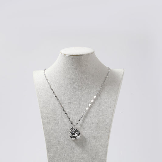 Silver Small Sculptural Pendant Paperclip Chain Necklace