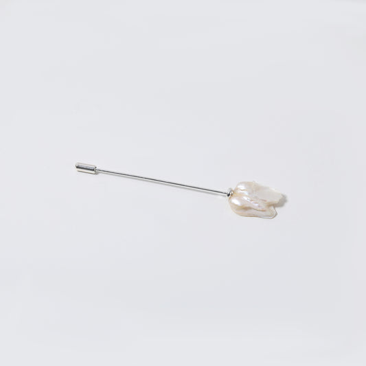 Silver Stick & Baroque Pearl Brooch