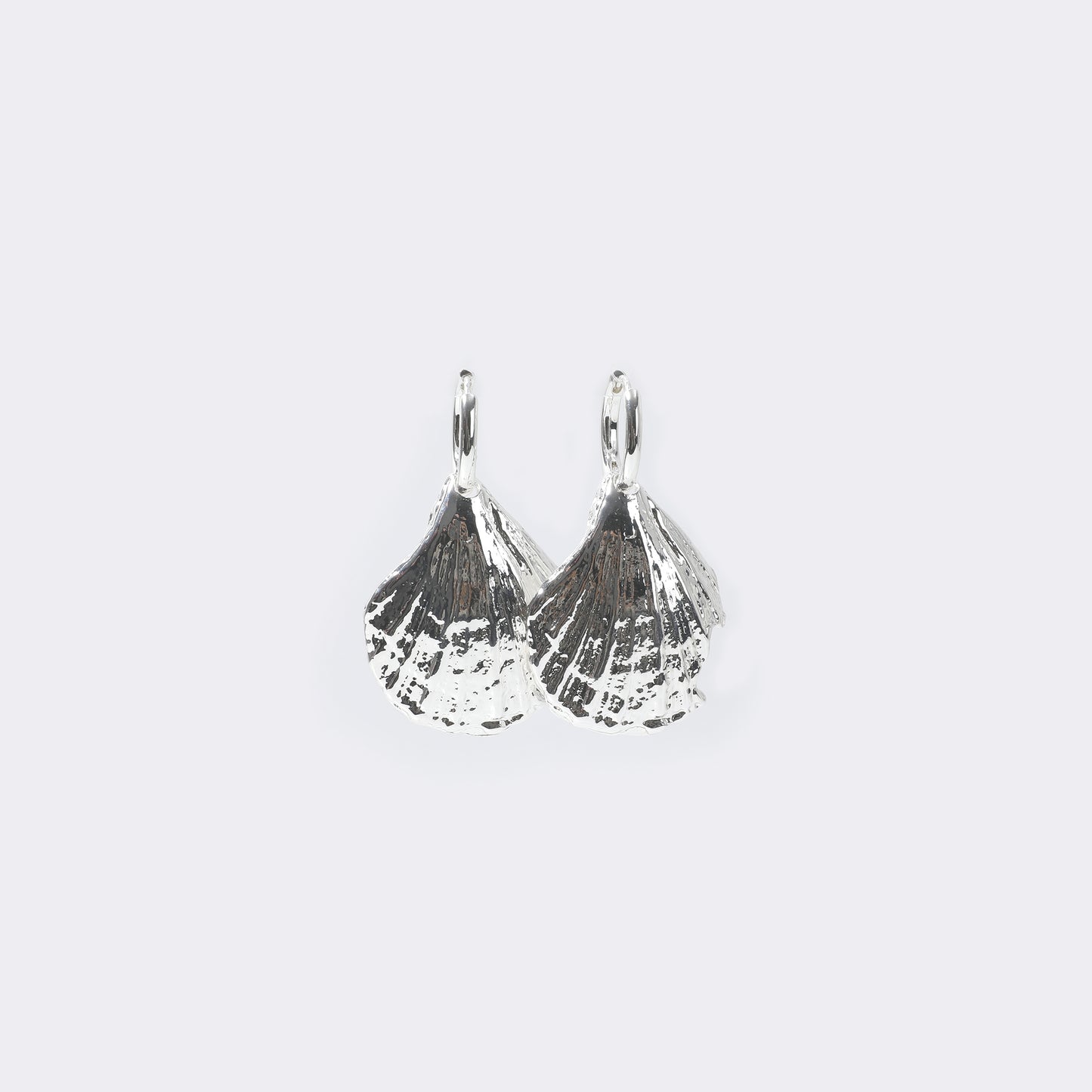 Silver Textured Shell Drop Earrings