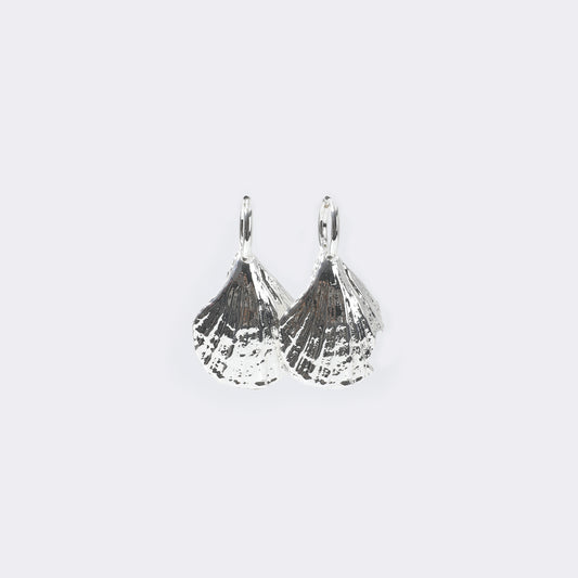 Silver Textured Shell Drop Earrings