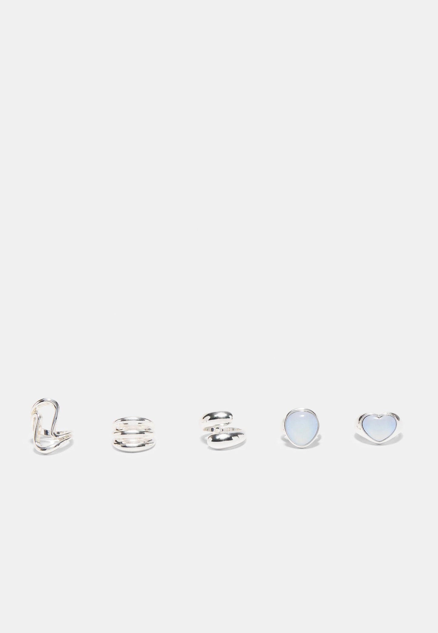 Silver & Opalite Ring Set