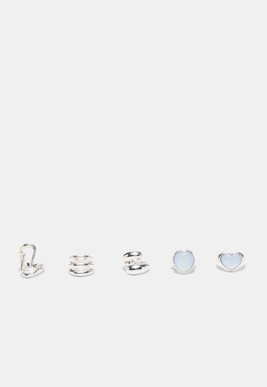 Silver & Opalite Ring Set