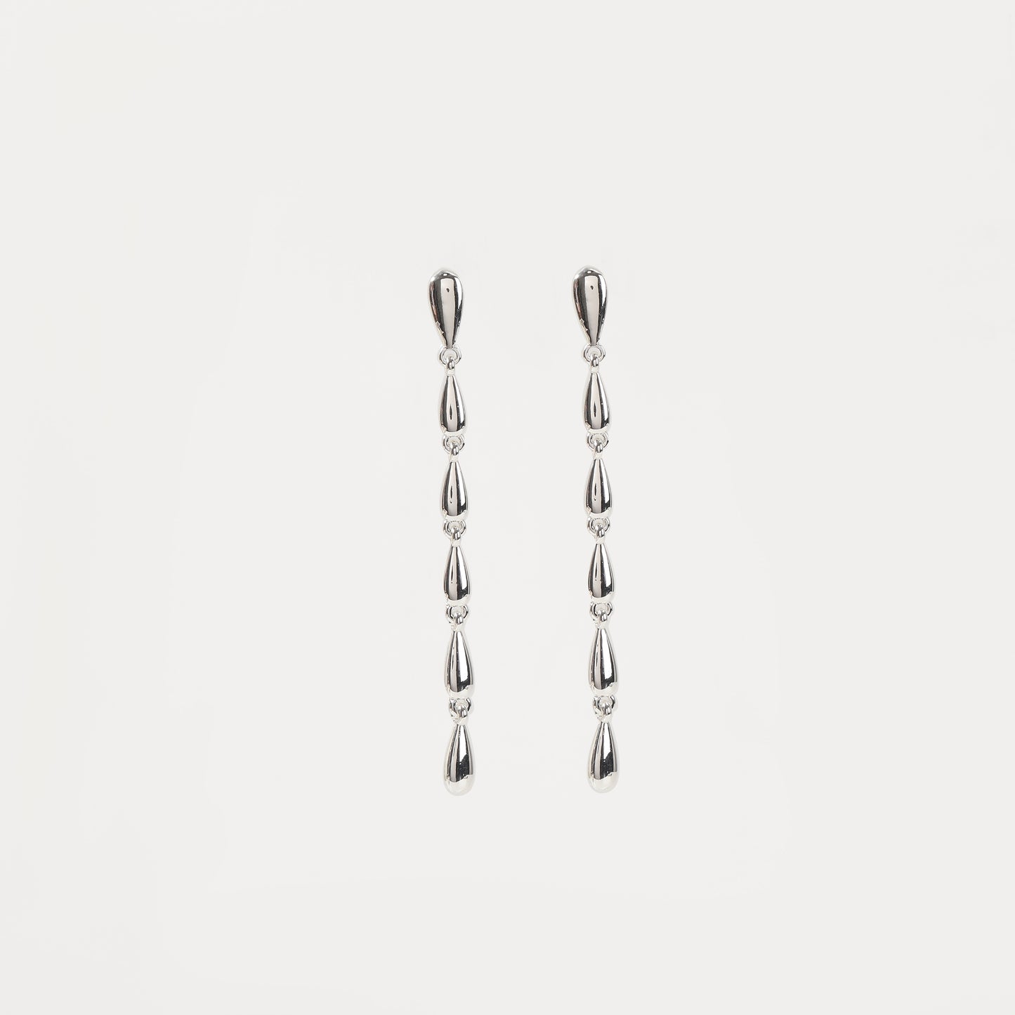 Silver linear teardrop drop earring