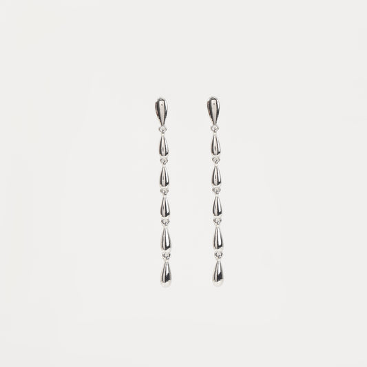 Silver linear teardrop drop earring