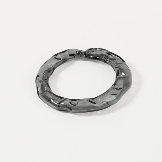 Smoky grey molten-textured glass bangle