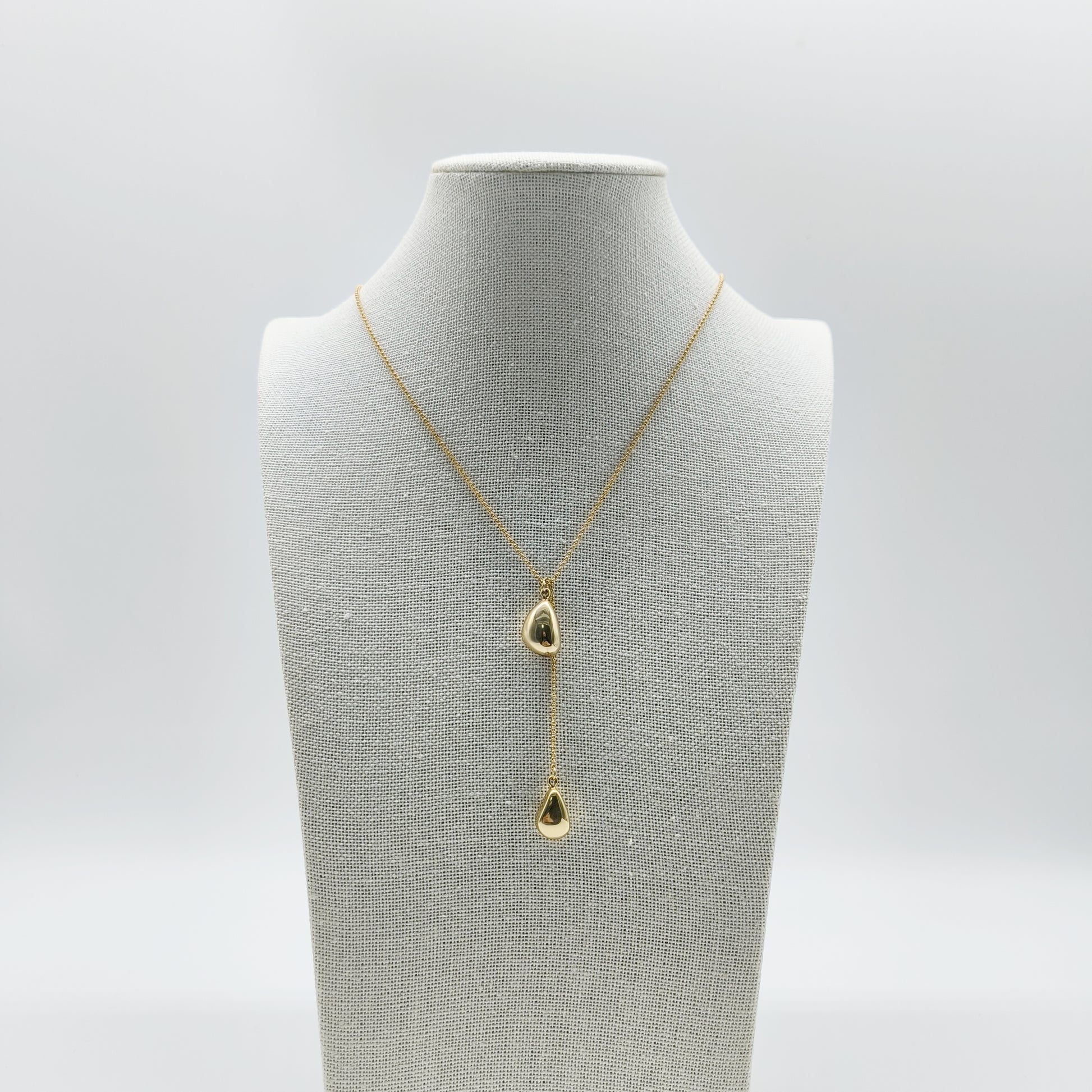 Gold Drop Y Necklace – Minimal Sculptural Lariat Pendant