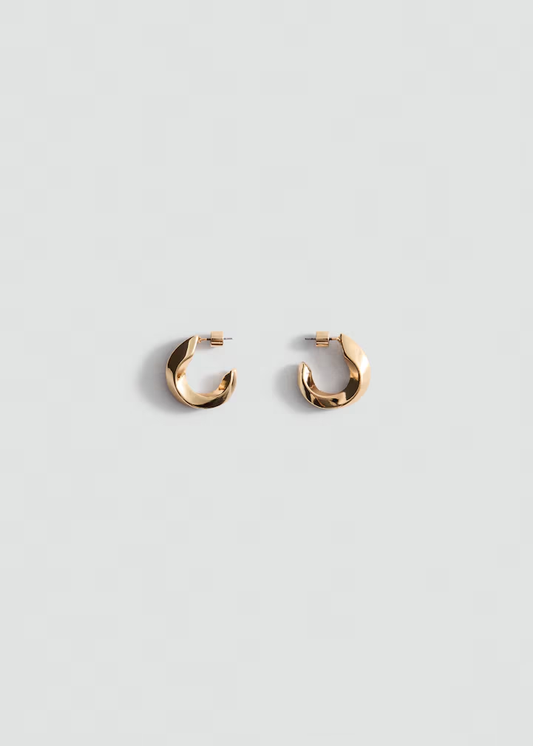 Thick Irregular Curved C-Shaped Gold Hoop Earrings