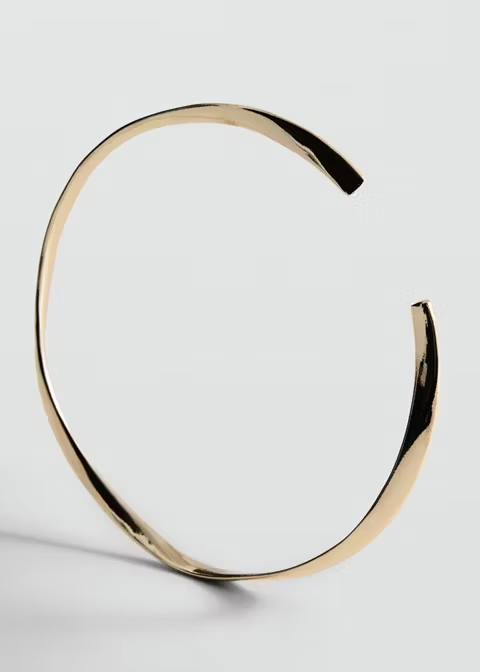 Thin Twist Open Cuff Gold Bangle Choker