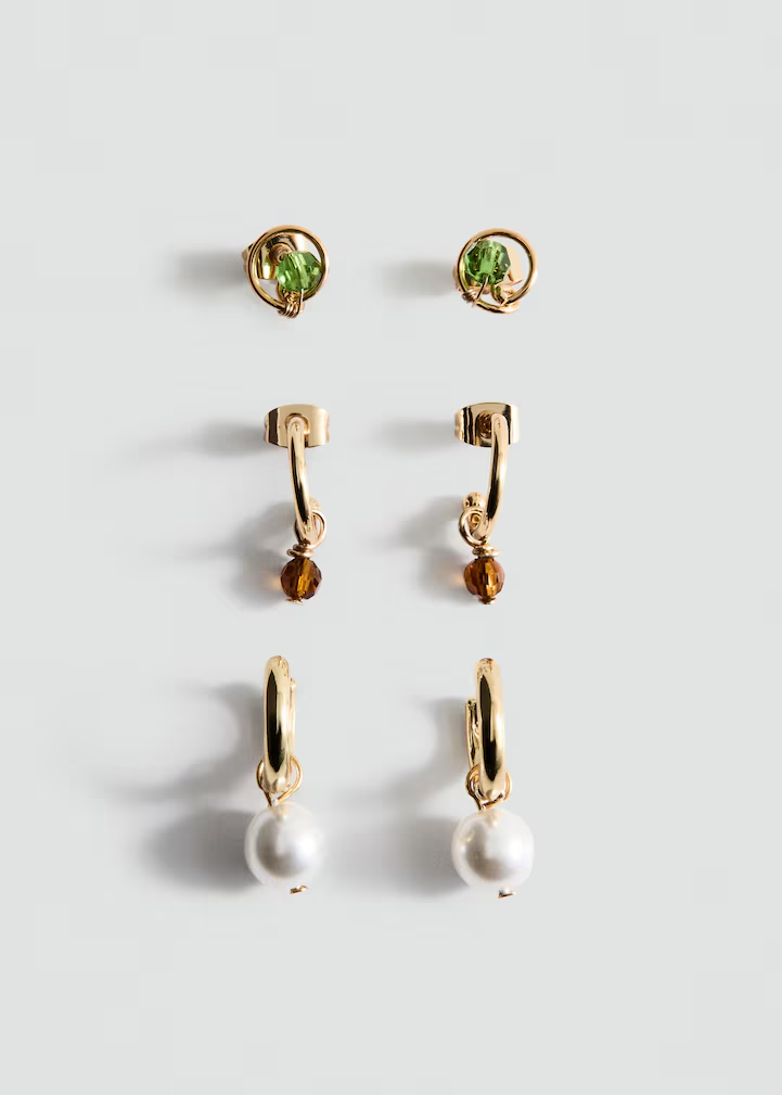 Three-Pair Assorted Mini Hoop Drop Earring Set