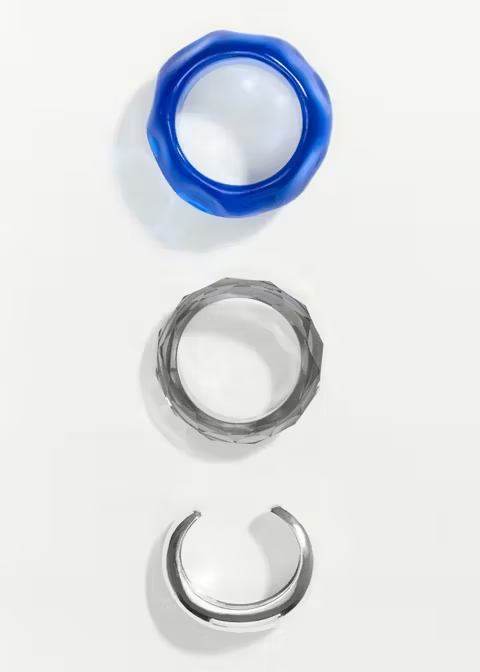 Three-Piece Colored Resin & Metal Stacking Ring Set
