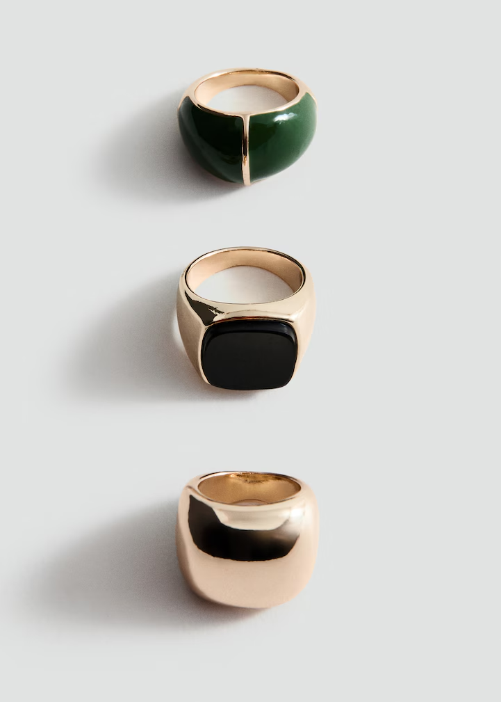 Three-Piece Stackable Chunky Gold Ring Set