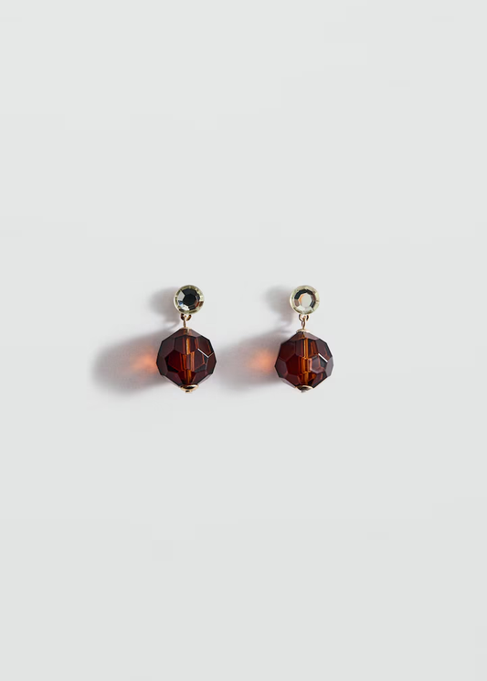 Topaz Faceted Round Bead Single Drop Earrings