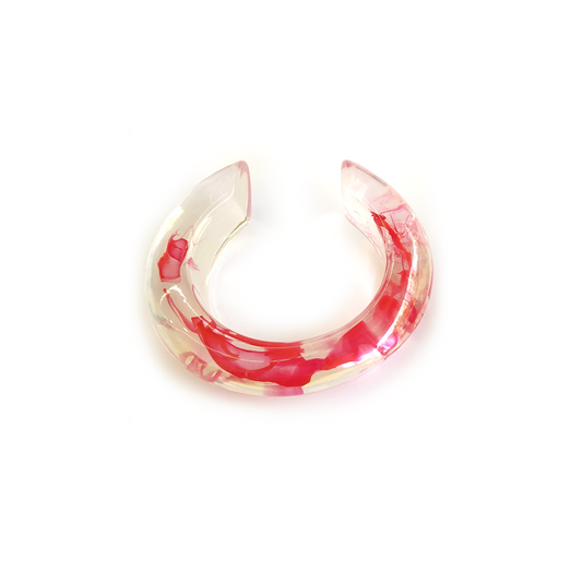 Transparent with Red Marbled Resin Cuff Bracelet