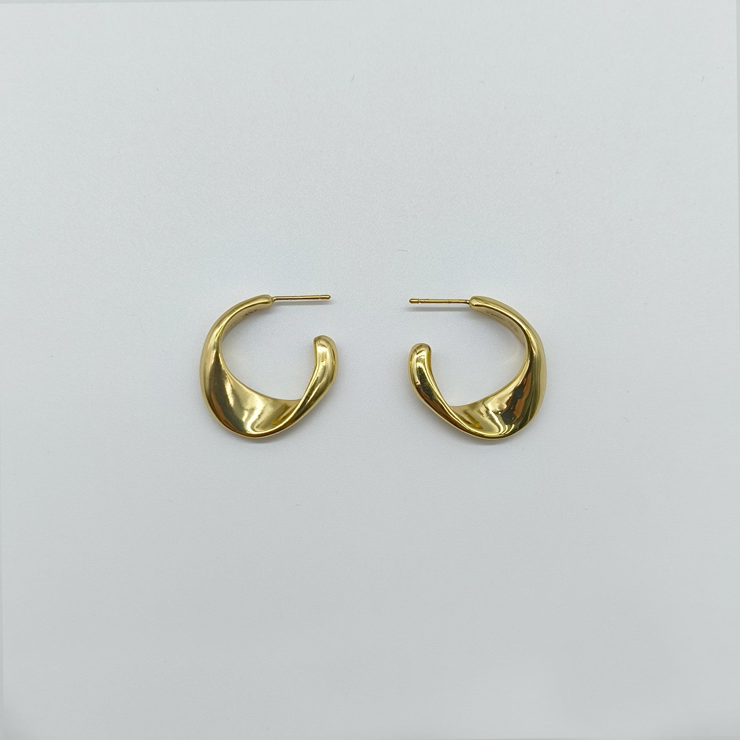 Sculptural Gold Plated Brass Hoop Earrings – Polished Brass Statement Jewelry