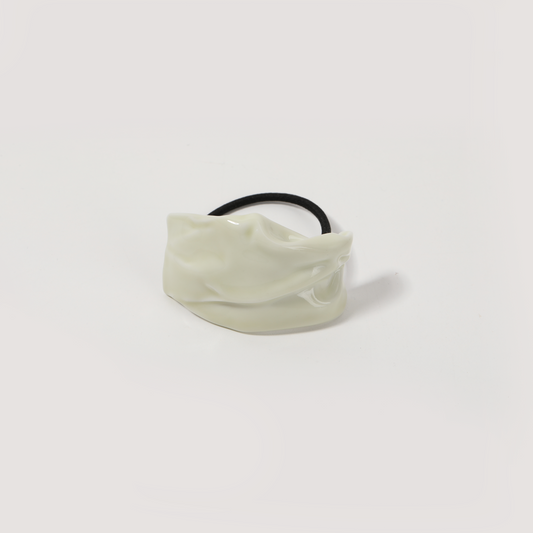 White-Ceramic Crinkled Irregular Hair Scrunchie