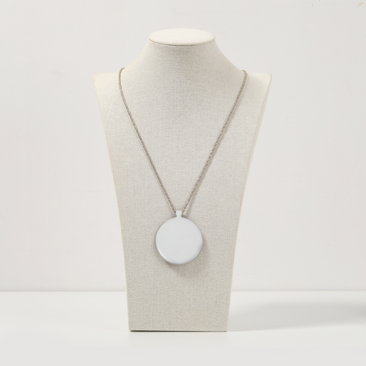 White-Glossy Round Long Necklace