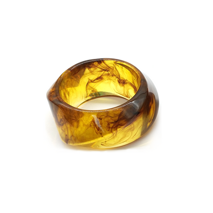 Yellow - brown Marbled Resin Bracelet