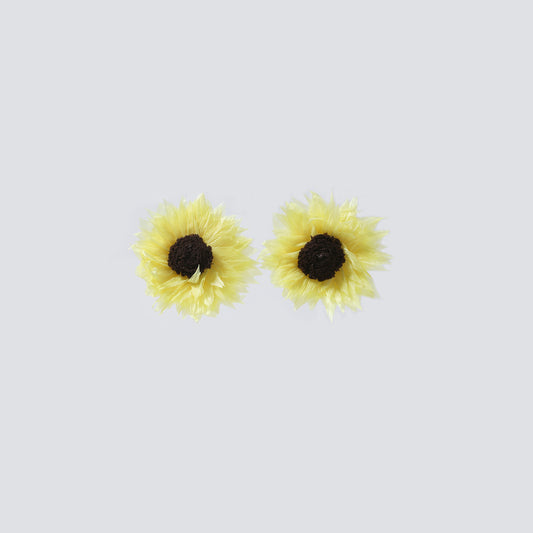 Yellow Tulle Sunflower Stud Earrings