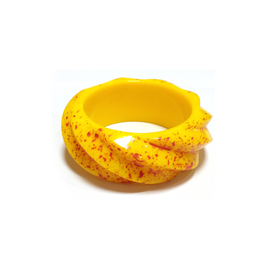 Yellow with Red Speckles Resin Bracelet