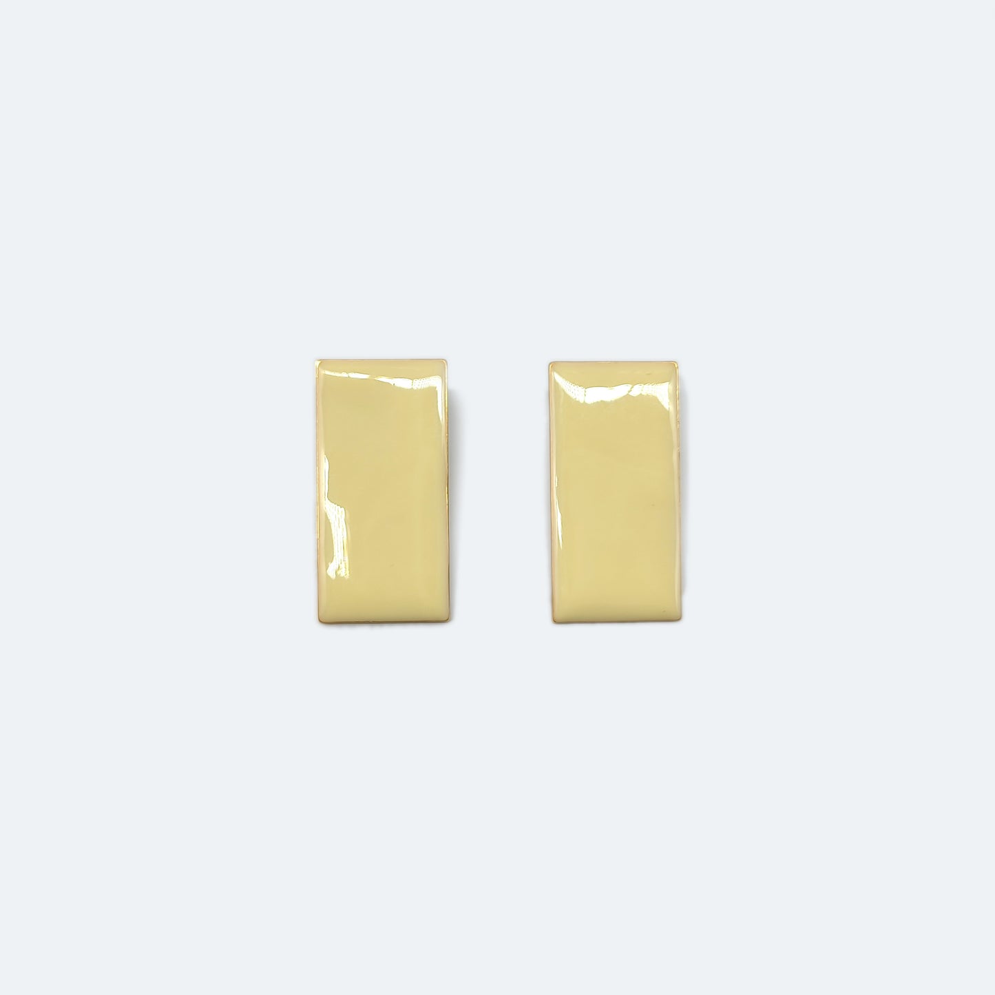 Rectangle white enamel stud earring