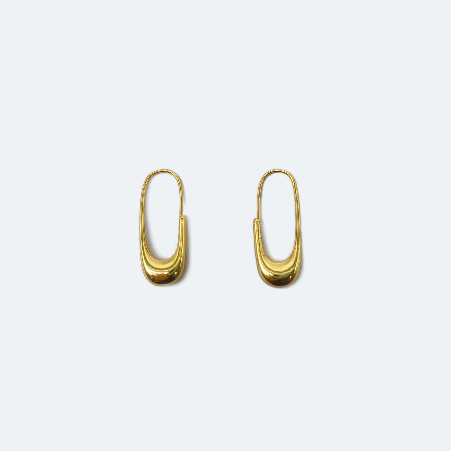 Gold oval hoop earring